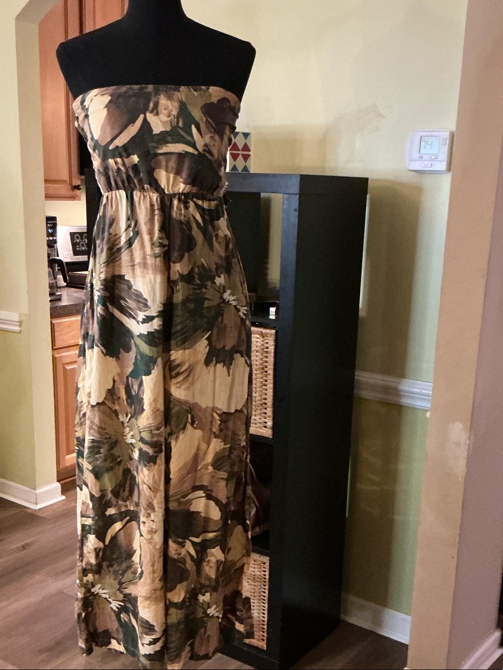 Girl and the Sun Brand - Strapless Floral Maxi Jumpsuit in Olive, Tan & Cream